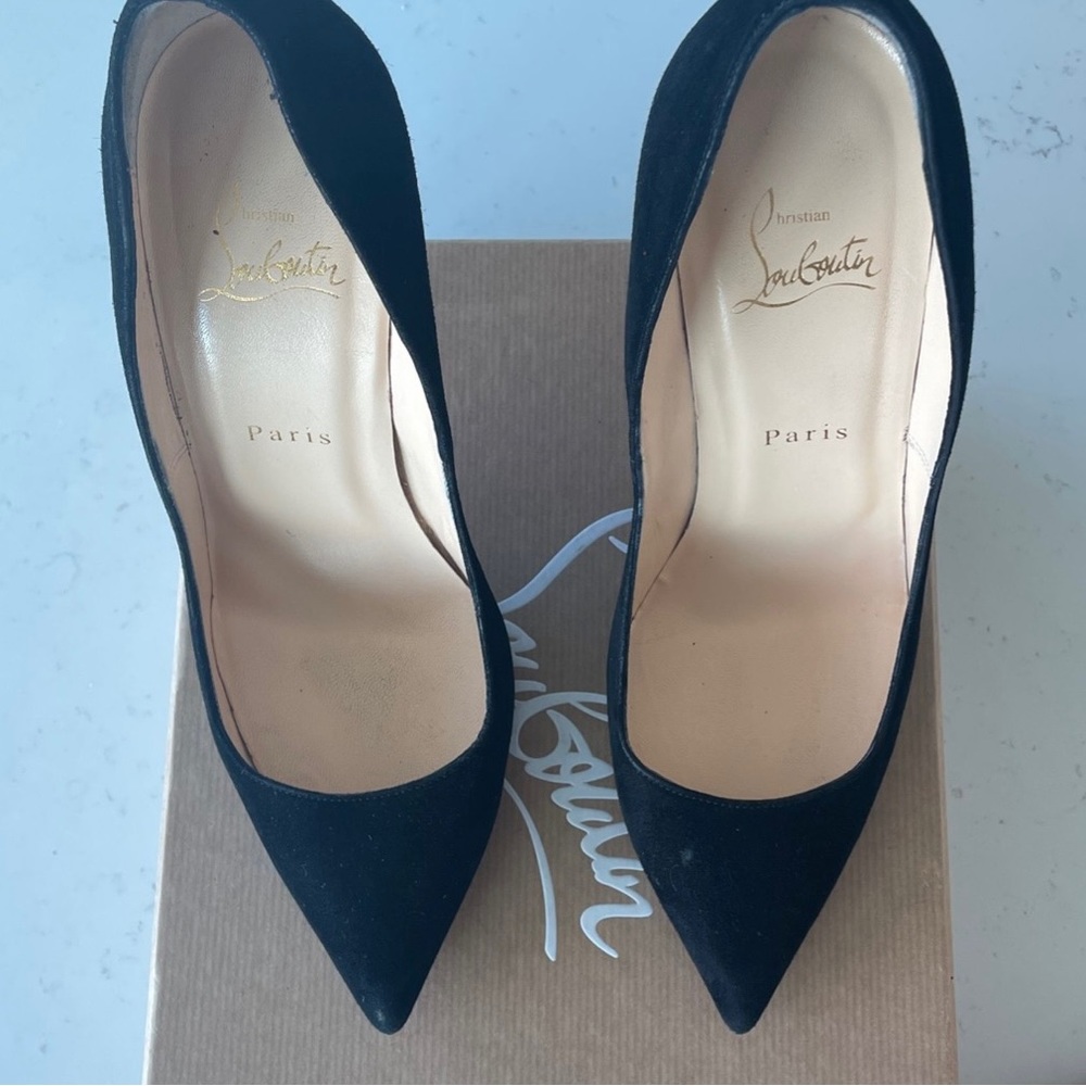 Black Suede Christian Louboutin Pigalle Follies 120